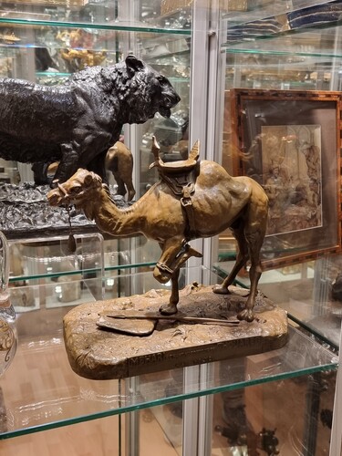 bronze camel, 19th C orientalist
