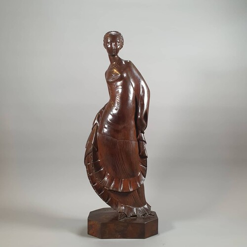 large bronze sculpture of a young woman signed Nante Wijnants. Illegible Foundry's Stamp