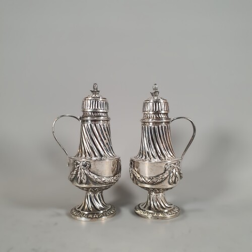 pair of 18th Brussels silver mustard pot 