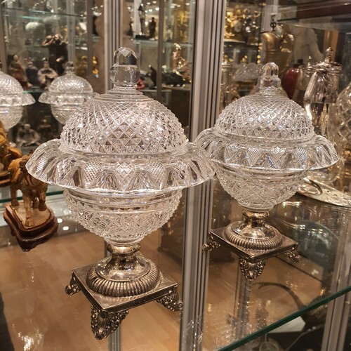 Pair of 19th century silver crystal coupes