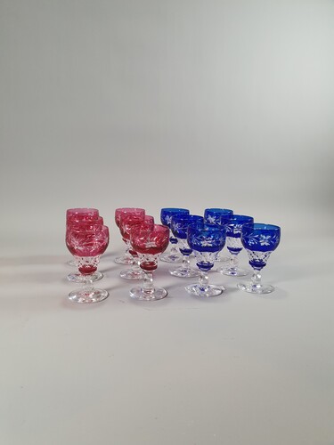set of 12 small crystal glasses val st lambert